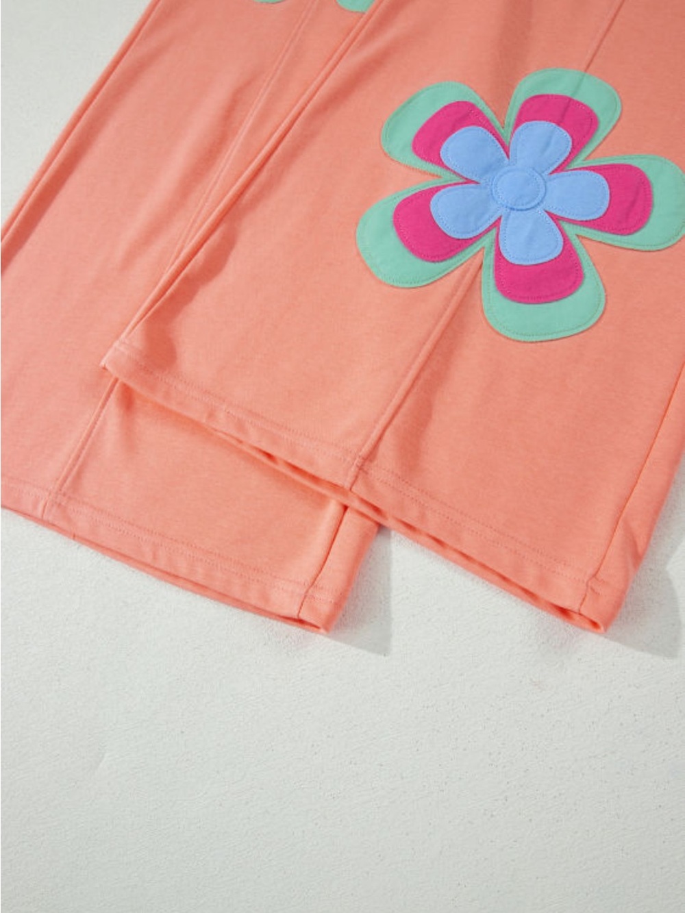 Women’s Wide-Leg Floral Appliqué Pants - Coral - Picture 8 of 9